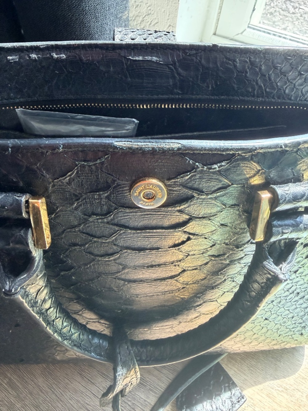 YSL Cabas Monogram Python Embossed Satchel - Picture 4 of 12